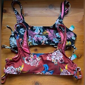 🛍️ NO BOUNDARIES Floral Bathing Suit Tops Bundle of 2 EUC